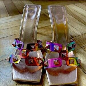 Iridescent Spiked‎ Sandals Size 10 NWT